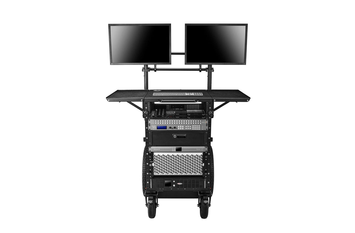 Fixed Height, Vertical, A/V Network-Rack Cart